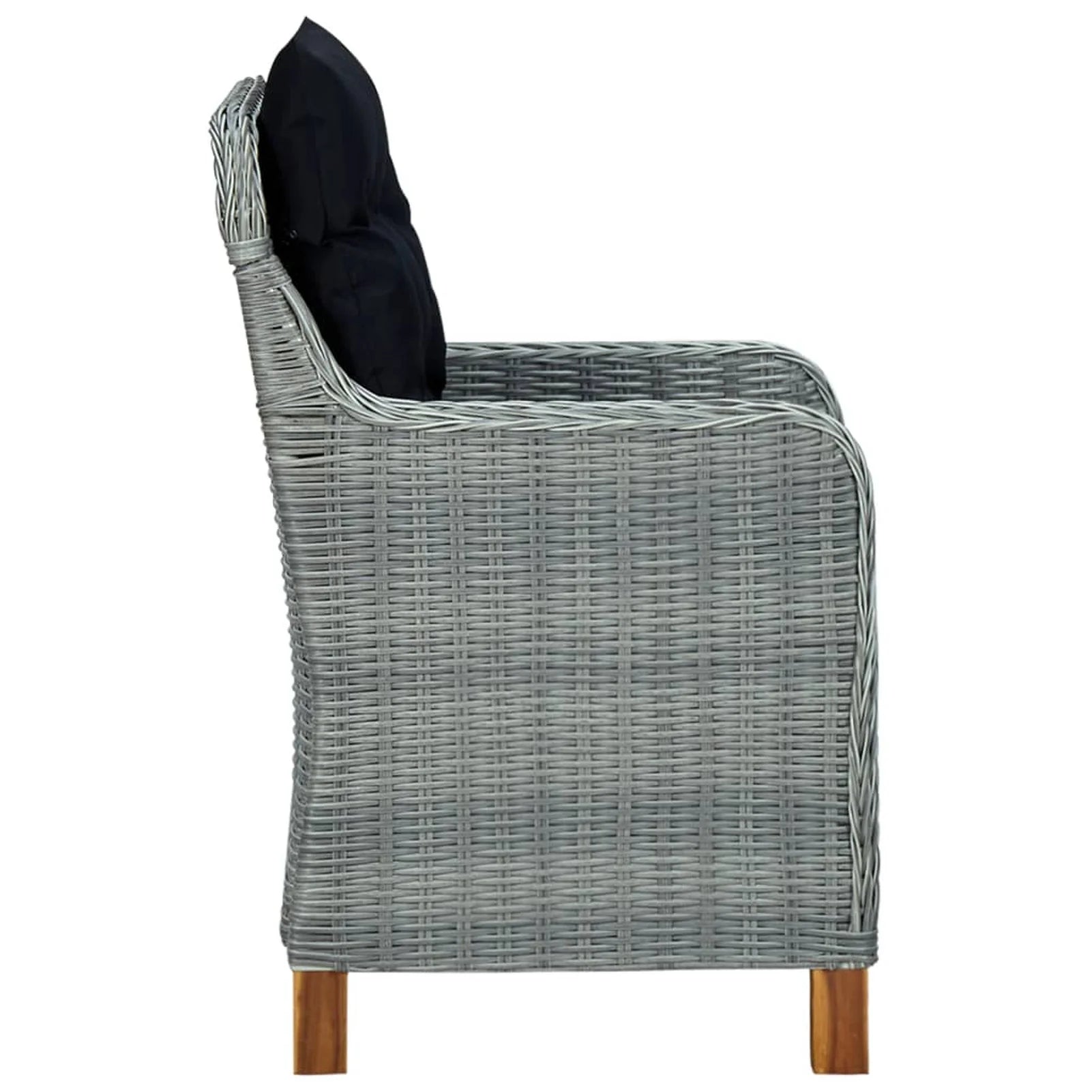 Gray Poly Rattan Patio Chairs with Cushions 2 pcs I6557