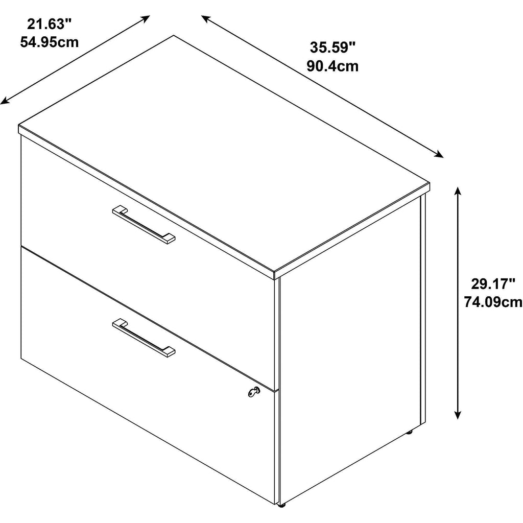 2 Drawer Lateral File Cabinet, 36W, Platinum Gray V42686
