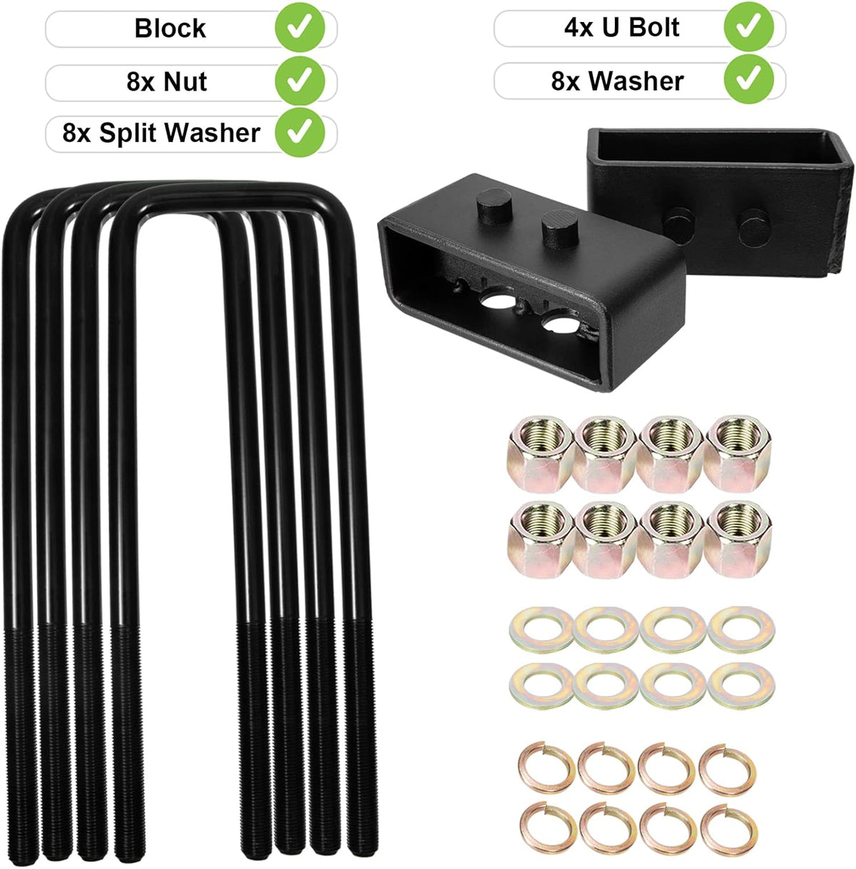 2 inch Rear Leveling Kit with Extended U Bolts Pickup Pack of 2 W30339