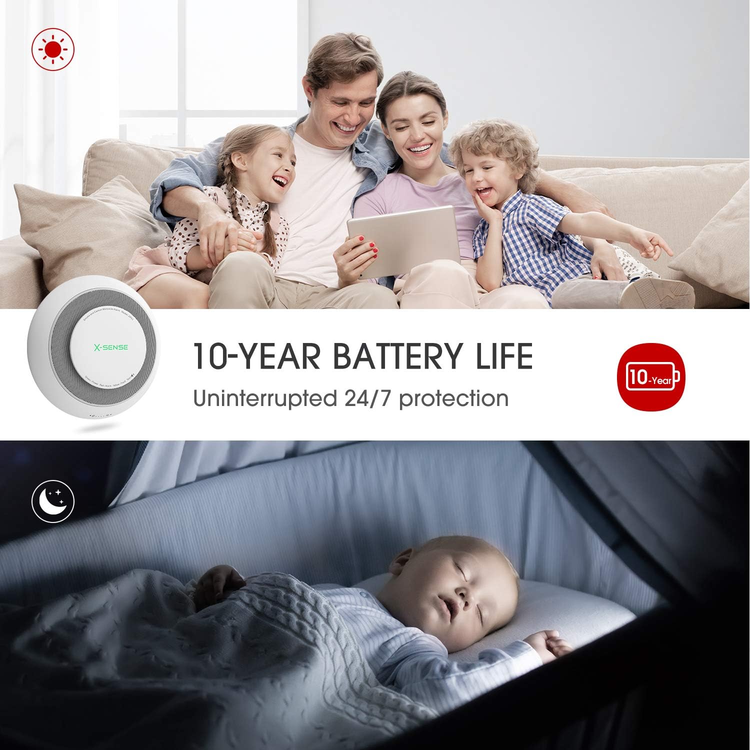 3-Pack Wireless Smoke Carbon Monoxide Detector Alarm Q369189