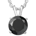2ct Black Diamond Solitaire Pendant 14K White Gold Necklace U139