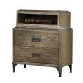 Brown 2 Drawer Wooden Nightstand with Metal Legs Y263874