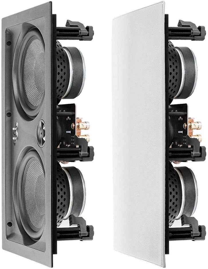 In Wall 8" Speakers Pair with Silk Dome Tweeter and Trimless Magnetic Grill S847648