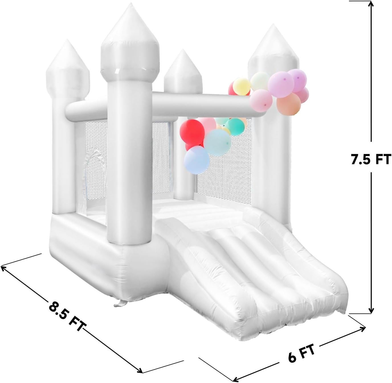White Bounce House with Air Blower Mini Castle Jumper with Slide G56113
