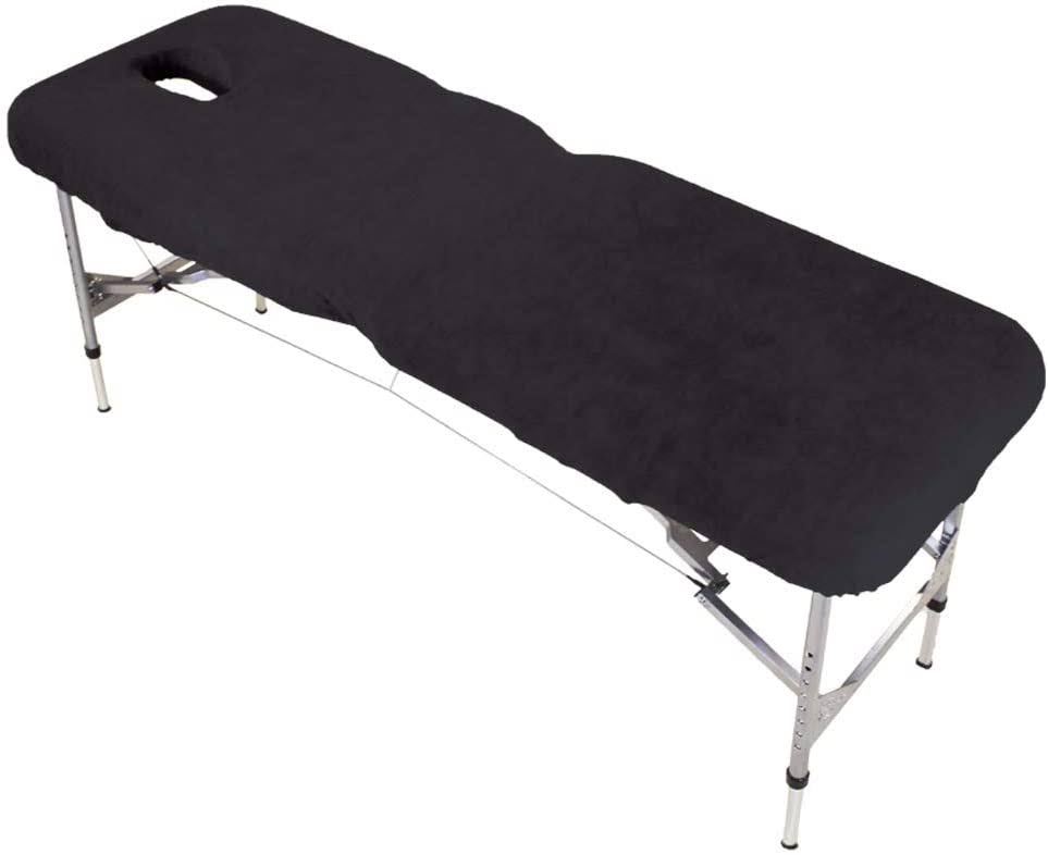 Black Massage Table Couch Cover with Face Hole J540