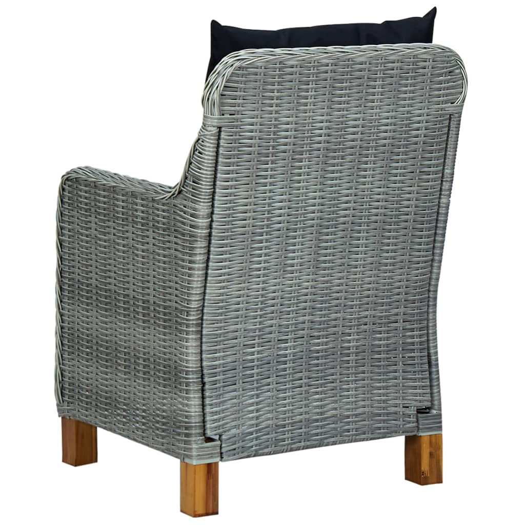 Gray Poly Rattan Patio Chairs with Cushions 2 pcs I6557
