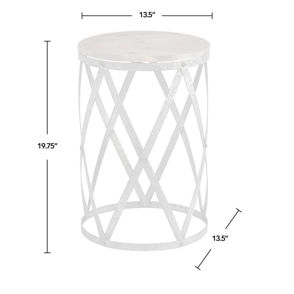 Galvanized Table, Weathered Brown, Wood, 13.5 x 13.5 x 20 in C395