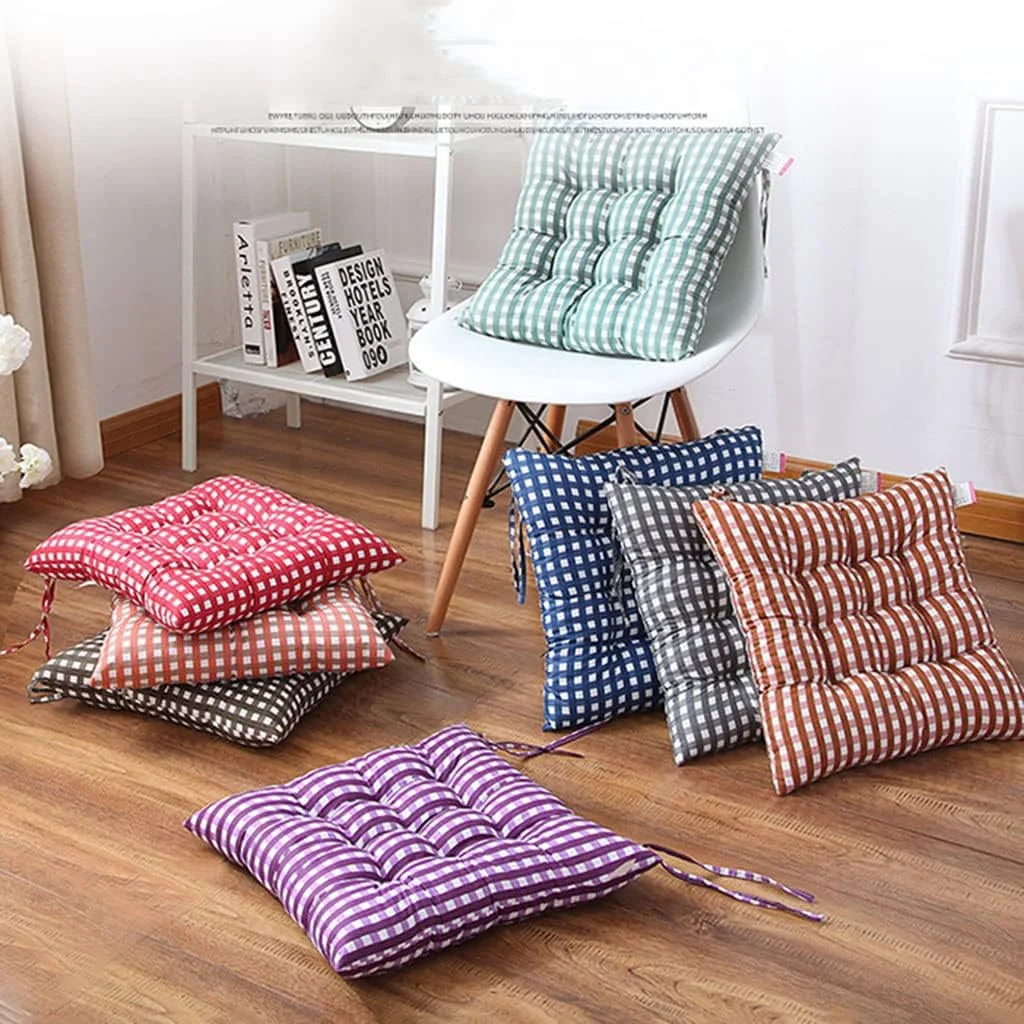 4 Pack Square Non-Slip Thicken Seat Cushion Pads with Ties E1335