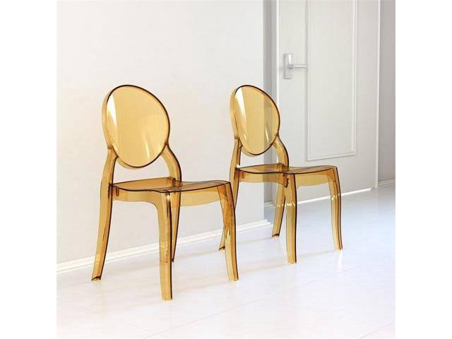 Transparent Amber Polycarbonate Dining Chair M482372