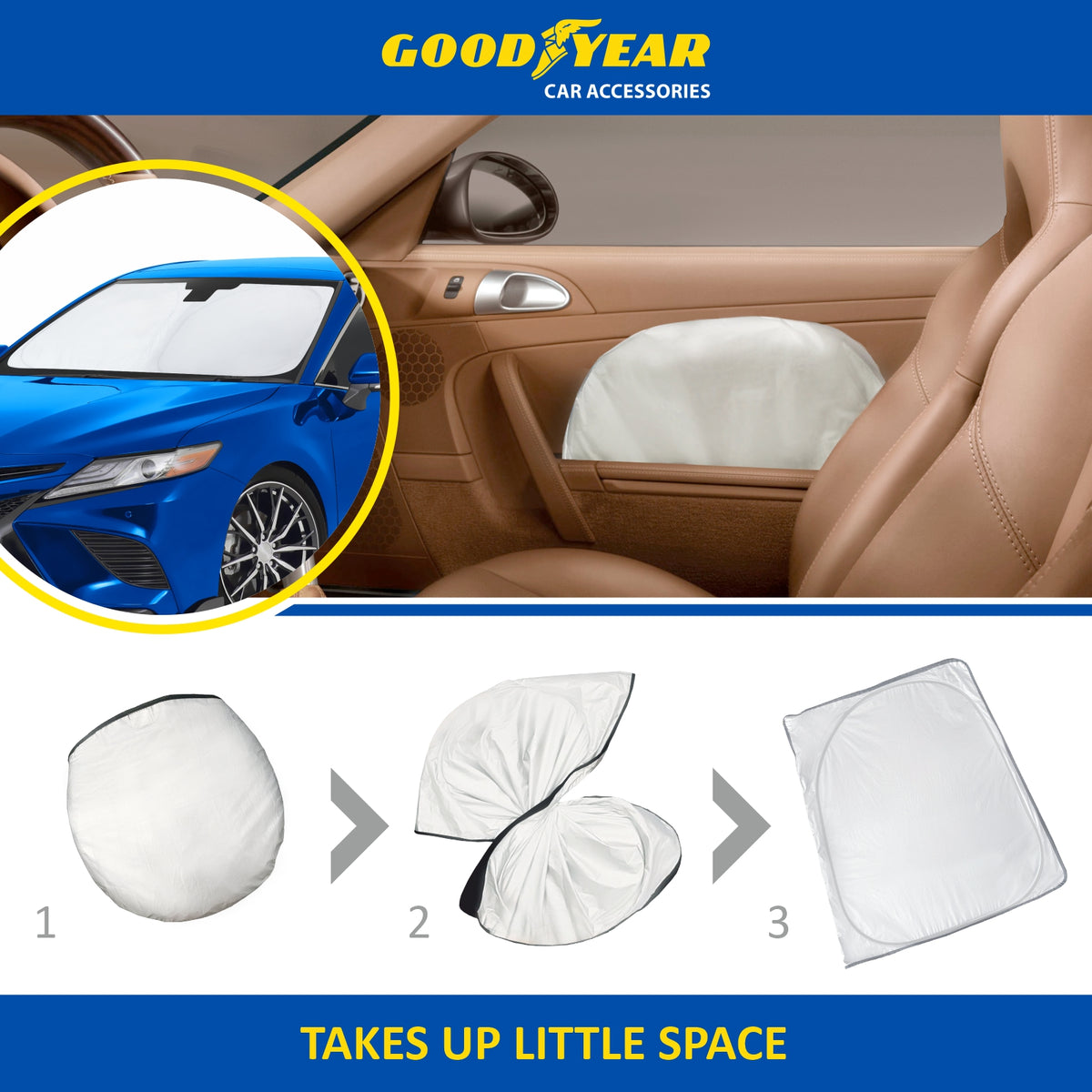 Foldable Windshield Sun Shade for Car Front Window U239285