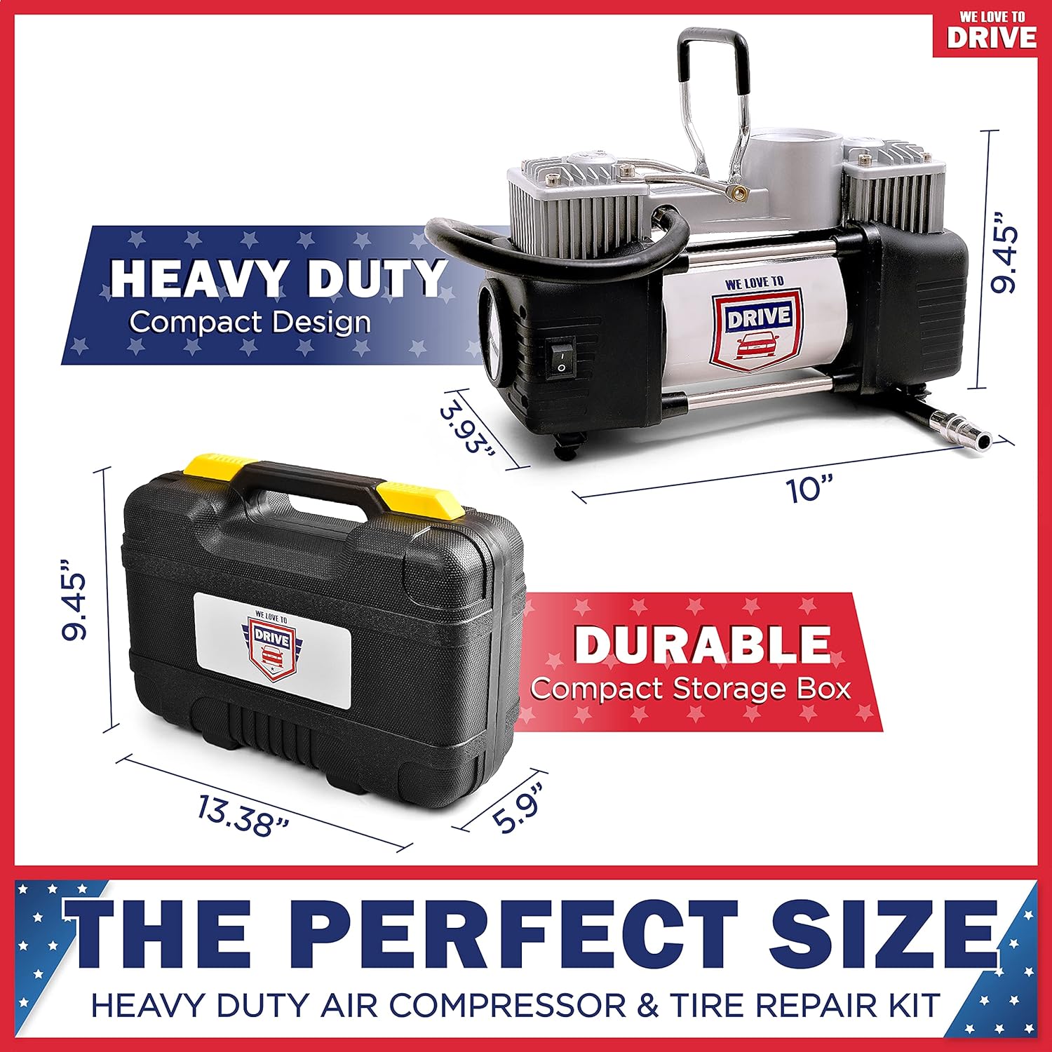 12V DC Portable Air Compressor Tire Inflator with 150 PSI Gauge & Carry Case F493765