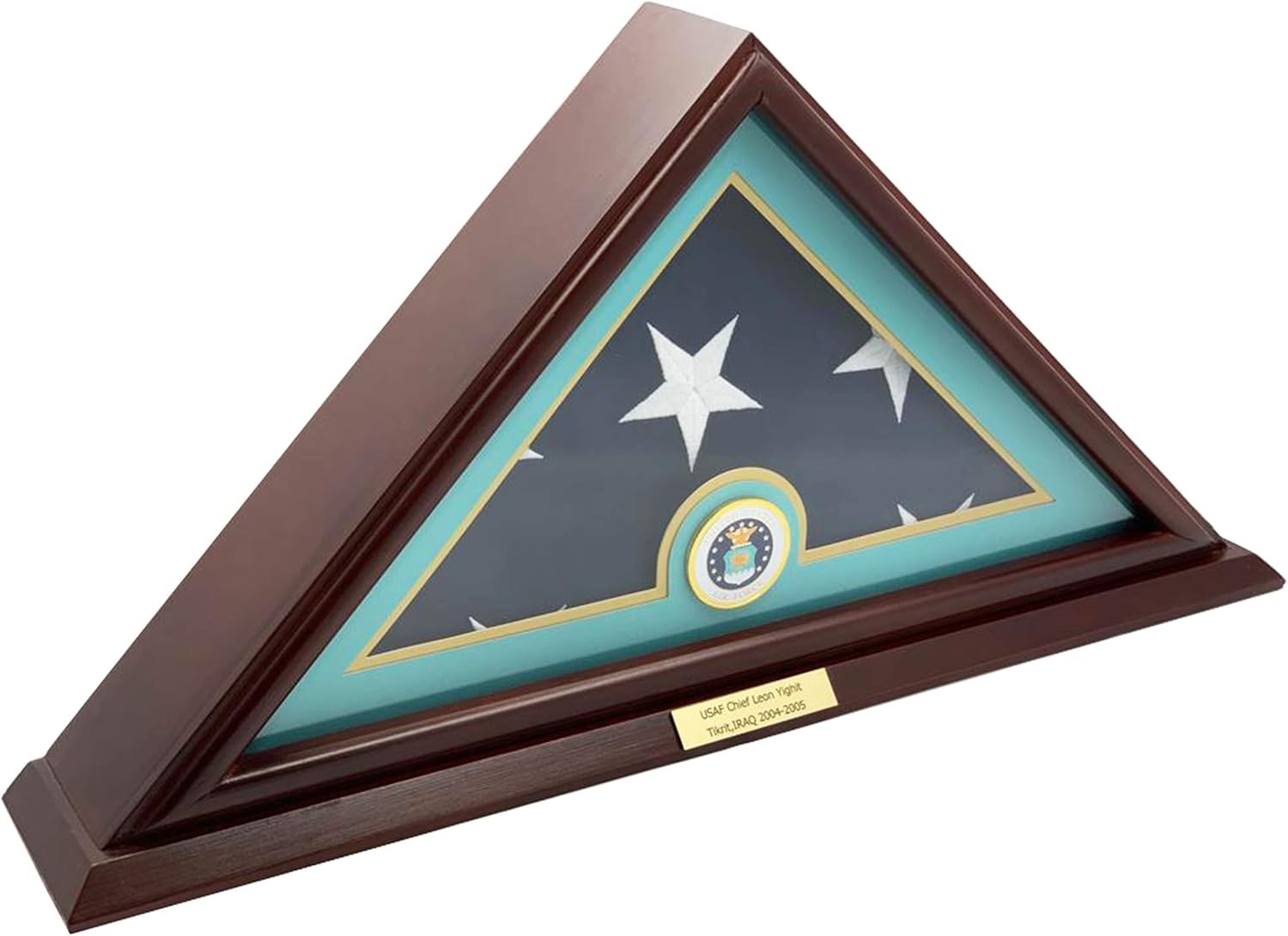 Solid Wood Cherry Finish Wall Mounted Flag Display Case X883