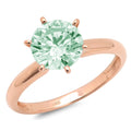 2.5ct Round Cut Green Simulated Diamond 18k Pink Rose Gold Solitaire Ring J417