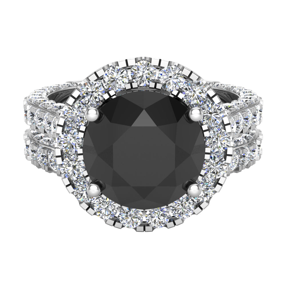 18K White Gold Halo Wedding Ring Set 5.90 Carat A81769