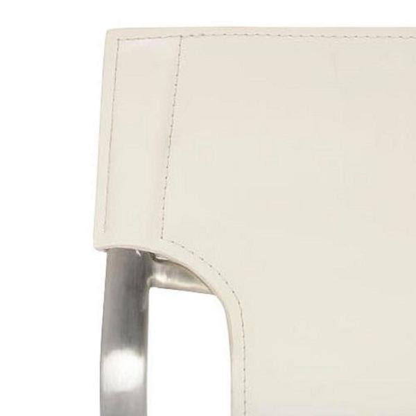 White Leather Seat Stainless Steel Adjustable Bar Stool W2300