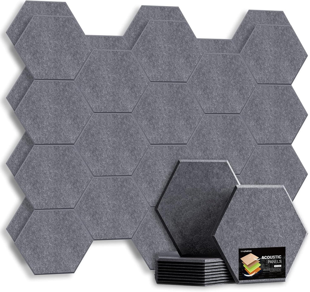 Self Adhesive Hexagon Acoustic Panels 12 Pieces Black Pack of 2 C15705