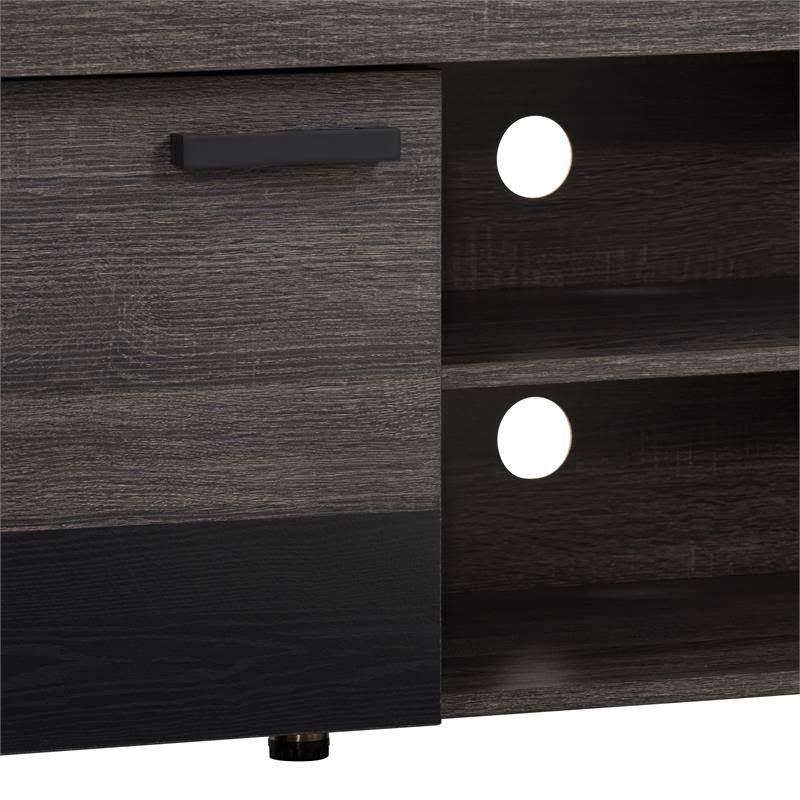 Distressed Carbon TV Bench in Gray C1186