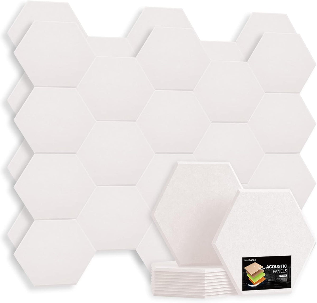 Self Adhesive Hexagon Acoustic Panels 12 Pieces Black Pack of 2 C15705