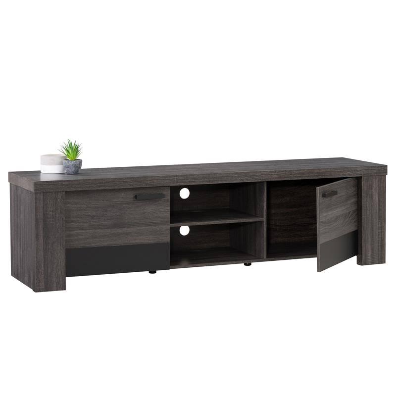 Distressed Carbon TV Bench in Gray C1186