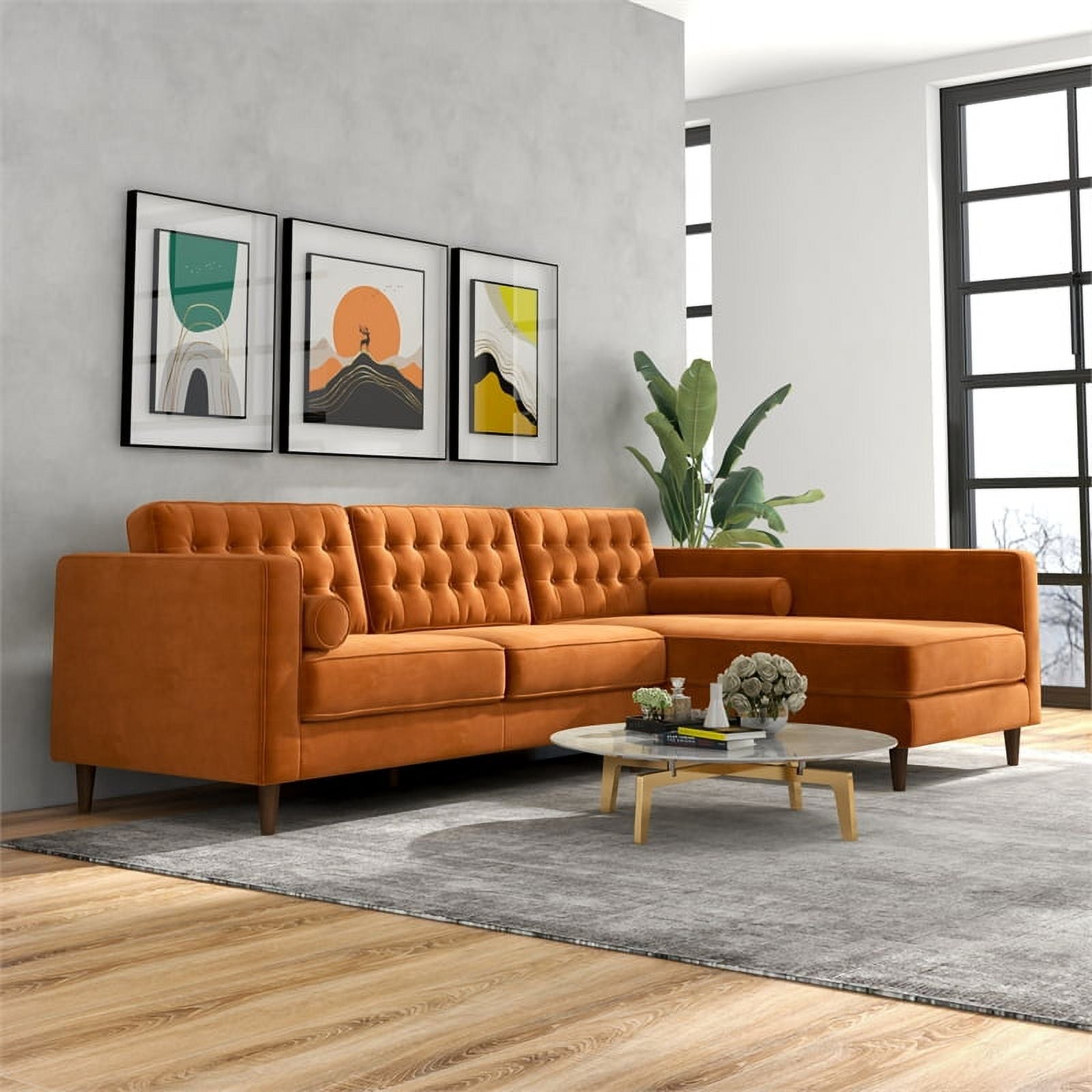 Orange Velvet Corner Sectional Couch L902