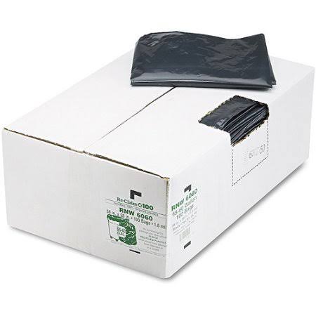 Black 55-60gal 1.65mil Recycled Can Liners, 100-carton L8441