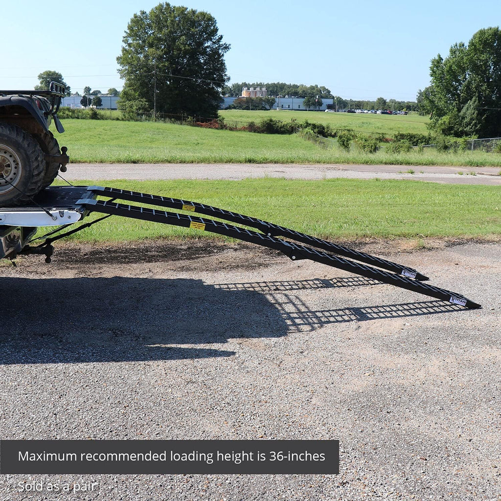 Pair of 10 FT Folding Arch Ramps, Aluminum Frame, 1,200 LB Capacity, Safety Straps W177