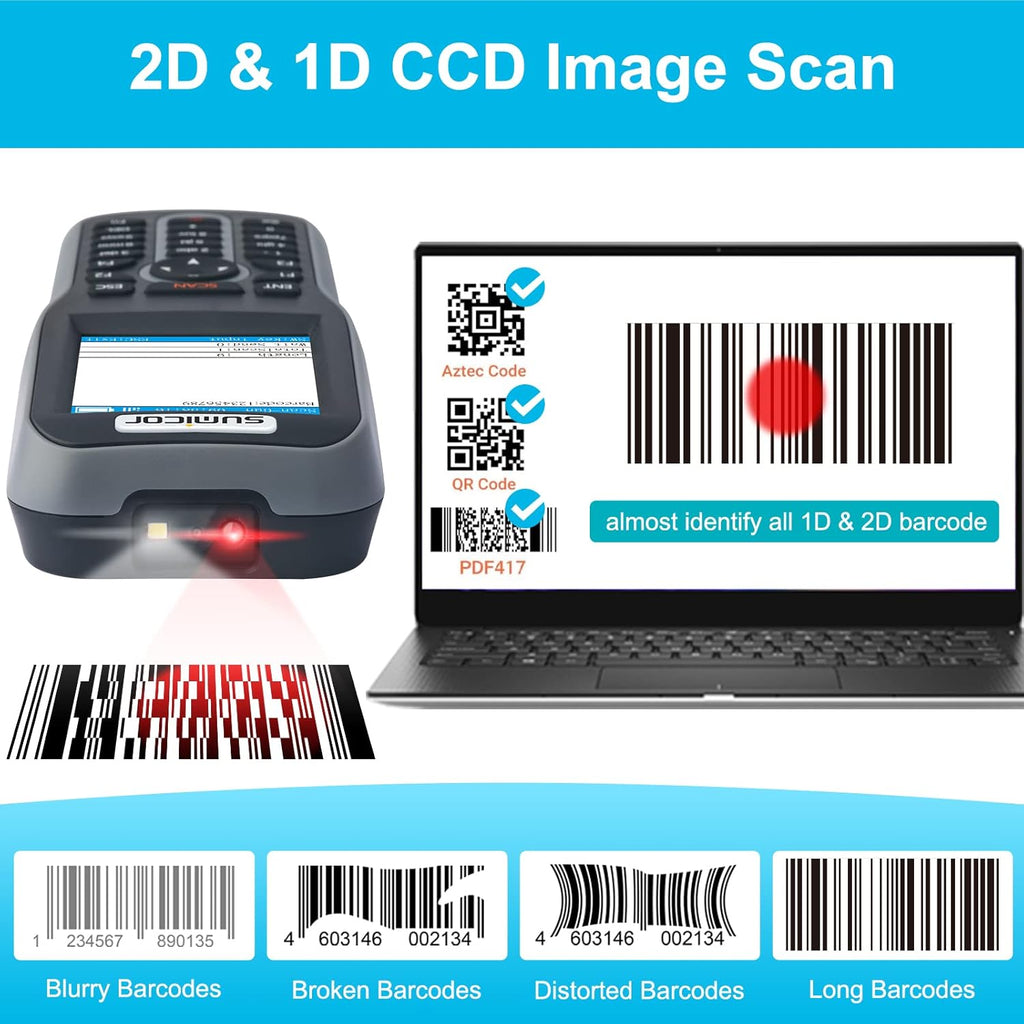 Wireless 2.4 Ghz Handheld Barcode Scanner with 2.8'' HD Screen I8347