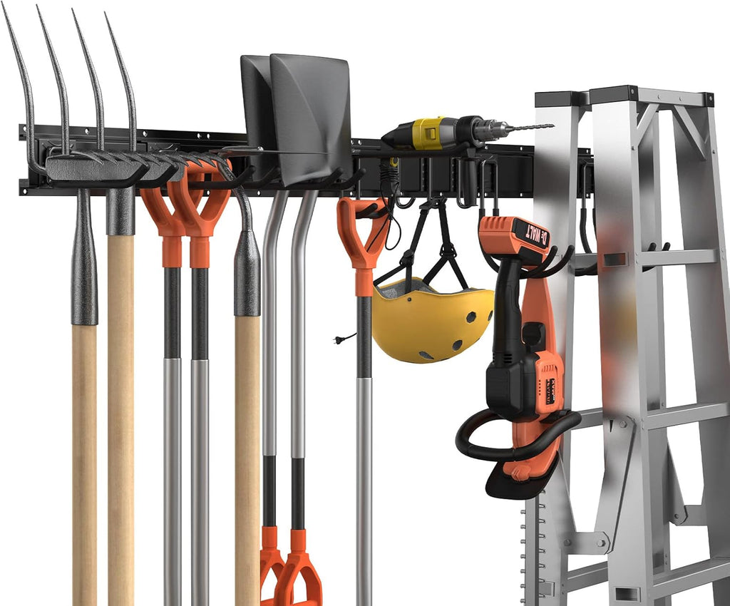 14 PCS Steel Garage Tool Organizer Wall Mounted with 10 Hooks J4460