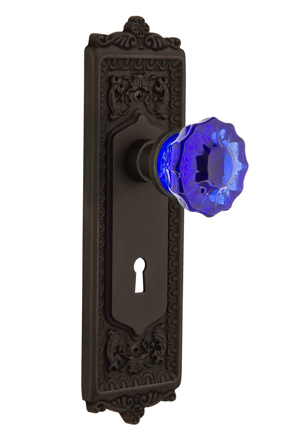 Cobalt Glass Door Knob in Oil-Rubbed Bronze Z177