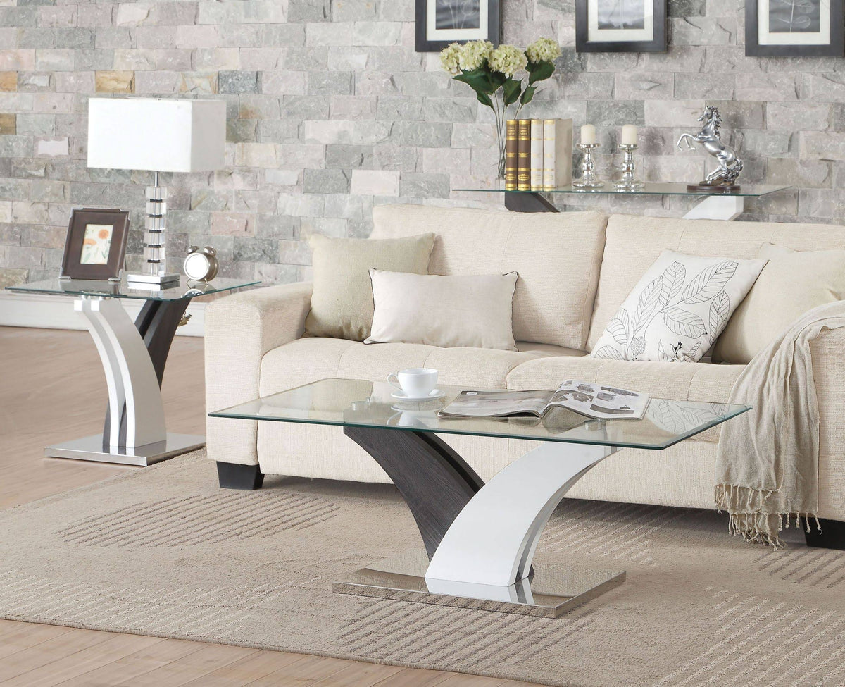 Clear Glass White Walnut Sofa Table A478