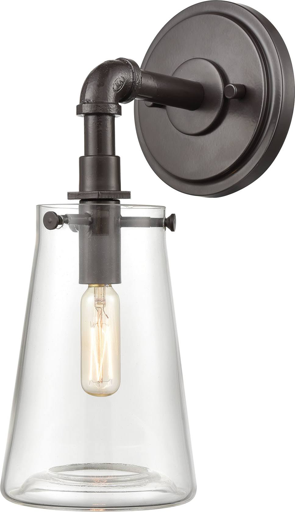Oil Rubbed Bronze 1-Light Sconce with Clear Glass D755