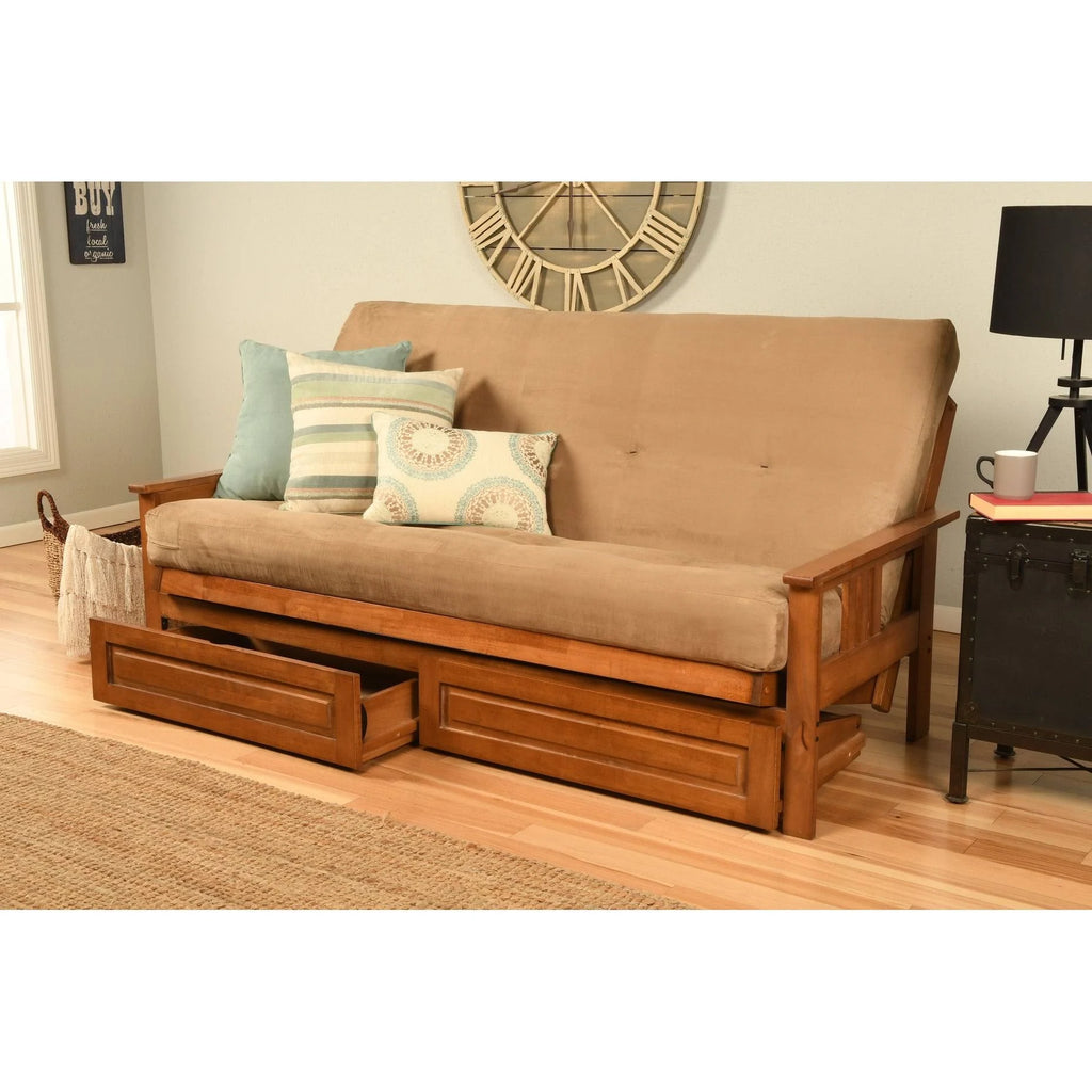Full-Size Storage Futon with Suede Mattress P64087