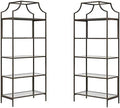 2 Piece 5 Shelf Metal Bookcase Set in Bronze V57993