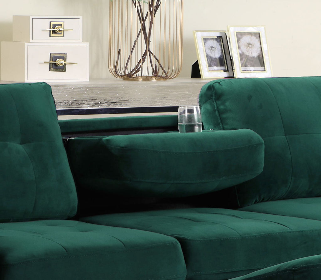 Velvet Reversible Sectional with Storage Ottoman D730648