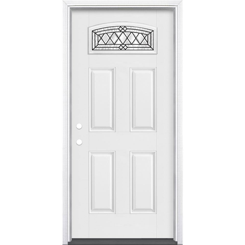 36 in. x 80 in. Primed White Smooth Fiberglass Prehung Front Door with Brickmold D428427
