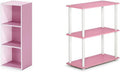 3-Tier Open Shelf Bookcase, White/Pink & 3-Tier Display Rack, Pink/White U991692