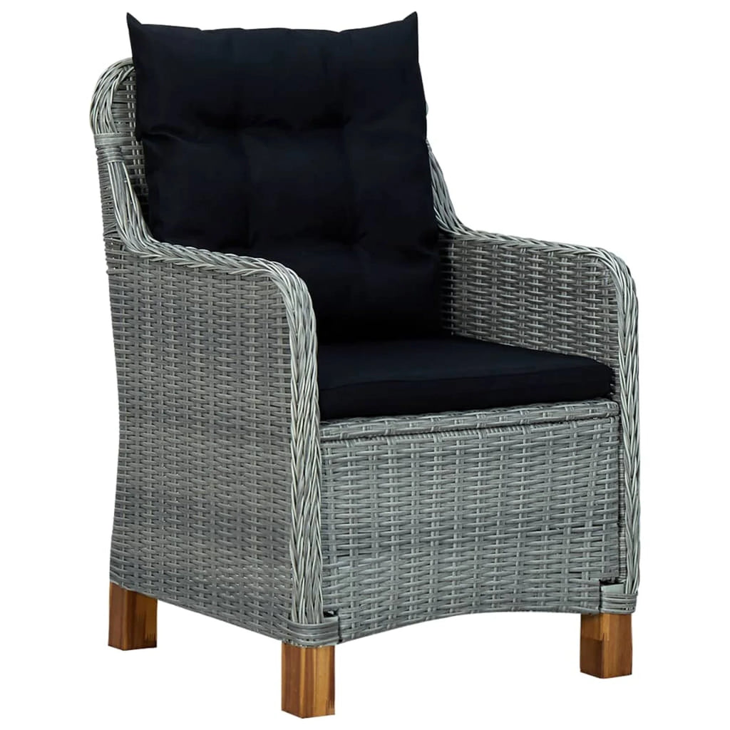 Gray Poly Rattan Patio Chairs with Cushions 2 pcs I6557