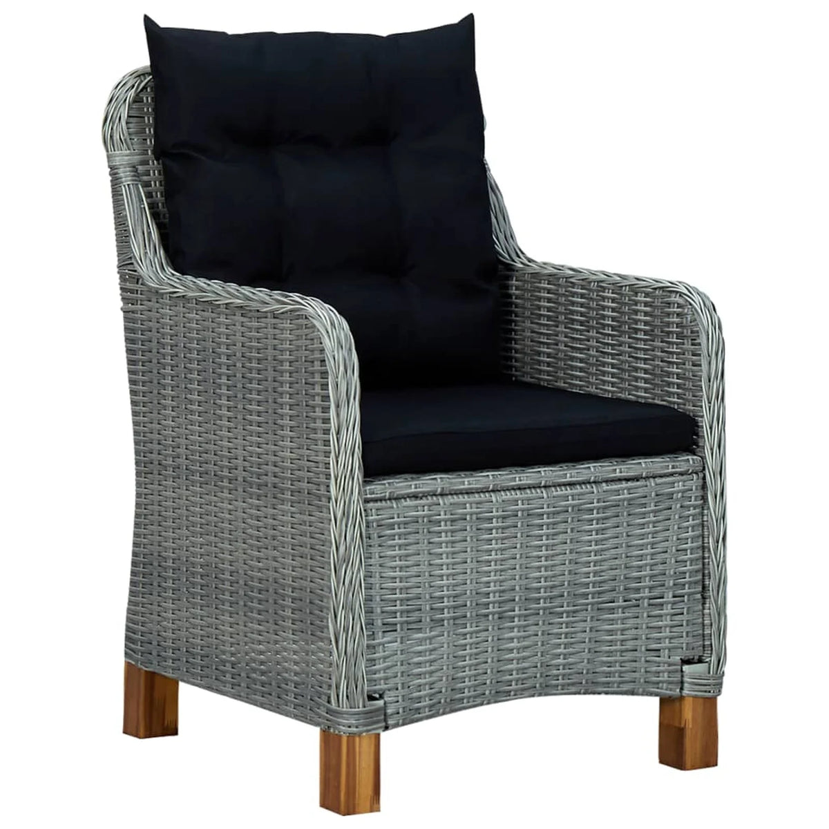 Gray Poly Rattan Patio Chairs with Cushions 2 pcs I6557