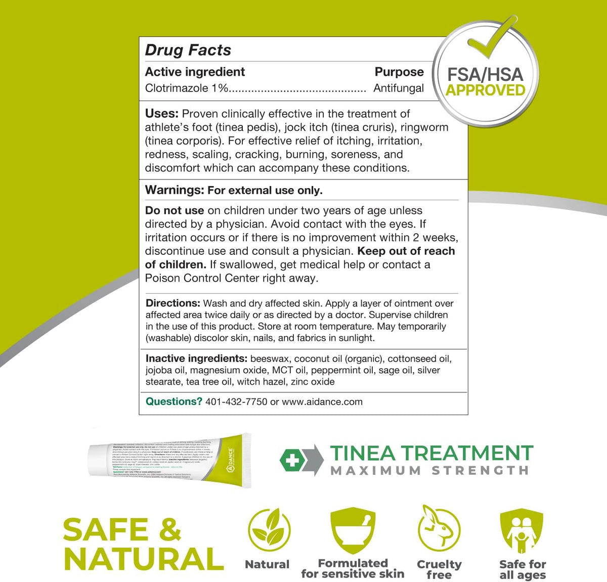 Tinea Treatment MAX Strength All-Natural Activated Minerals 14gm Tube O48222