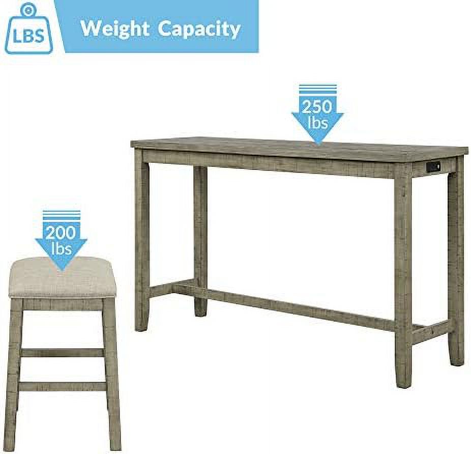 4-Piece Counter Height Dining Table Set with 3 Leather Padded Stools G67643