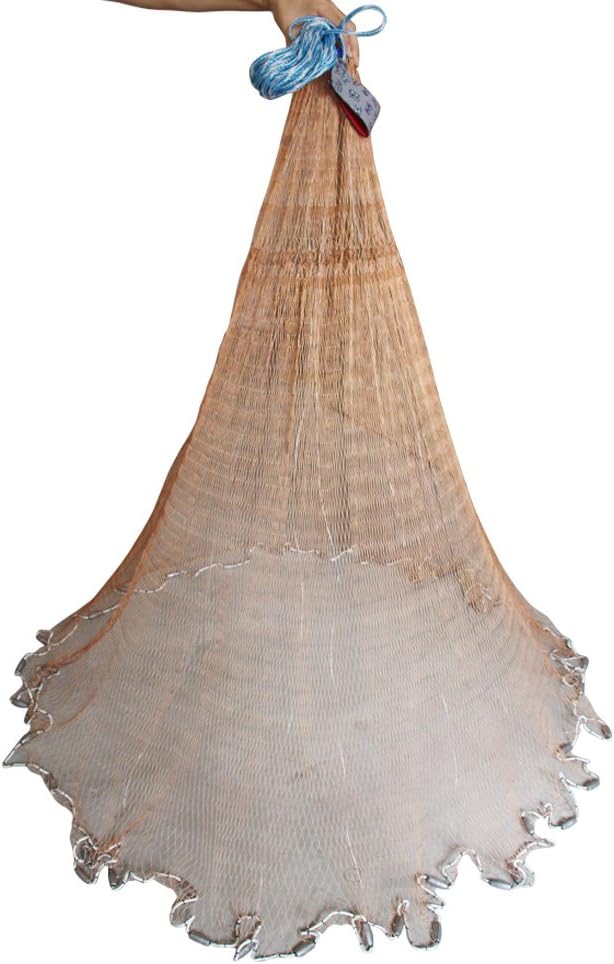 Handmade American Bait Cast Net with Real Lead Sinker Weights Radius 4ft Mesh Size 1/2inch 49 Feet Braided Hand line L5952