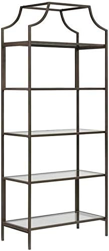 2 Piece 5 Shelf Metal Bookcase Set in Bronze V57993