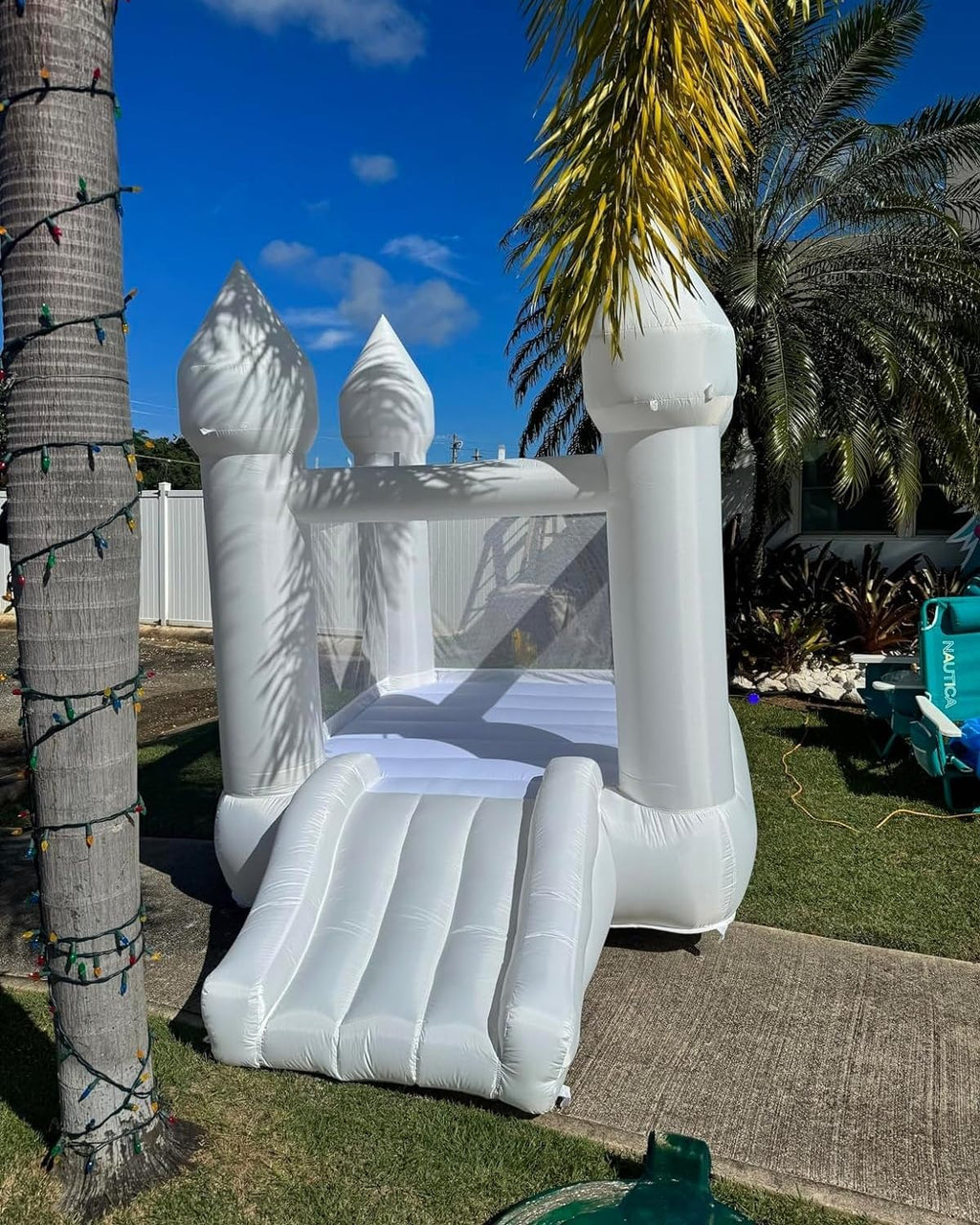 White Bounce House with Air Blower Mini Castle Jumper with Slide G56113