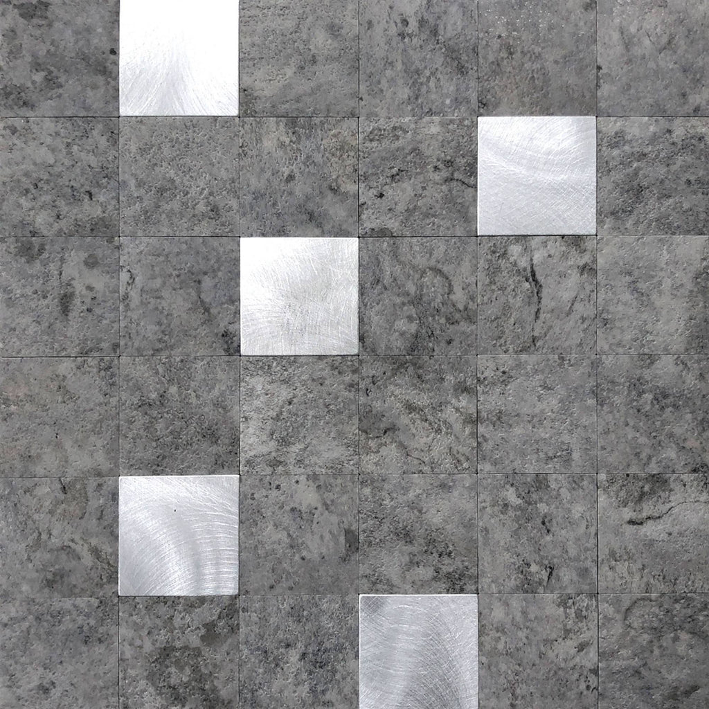 Silver Mosaic Tile 12 in. x 12 in. Self-Adhesive PVC Backsplash (10 Pack) O511681