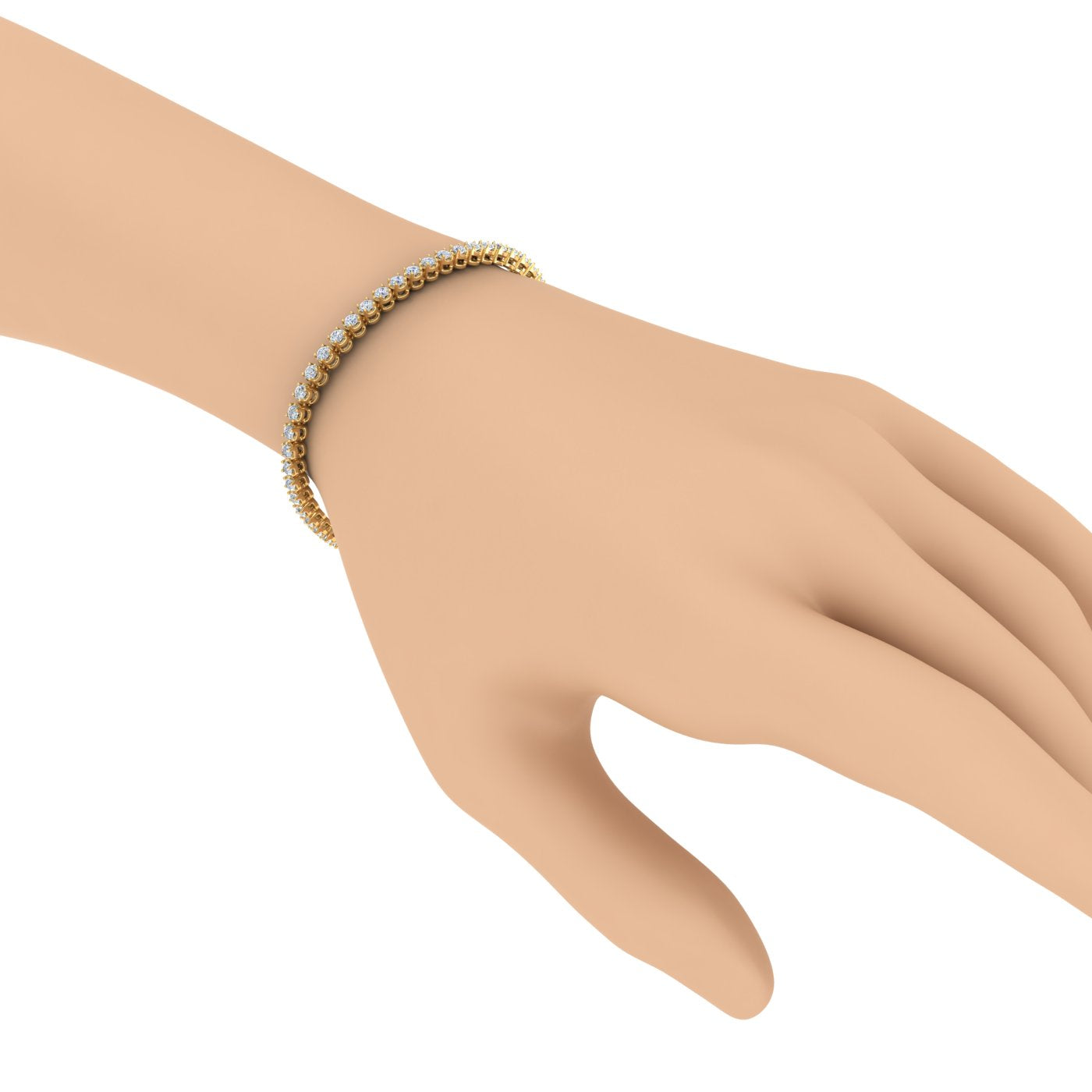 10K Yellow Gold Diamond Tennis Bracelet 7 Inch Q47807