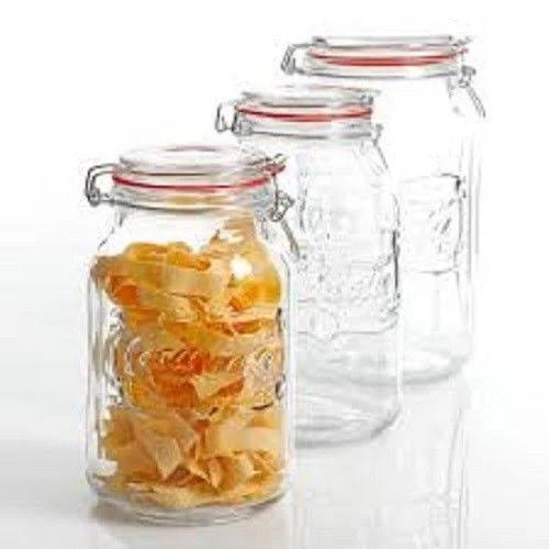 3 Piece Embossed Glass Preserving Storage Jar C567