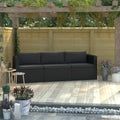 Black Poly Rattan Patio Sofa Set with Cushions O916