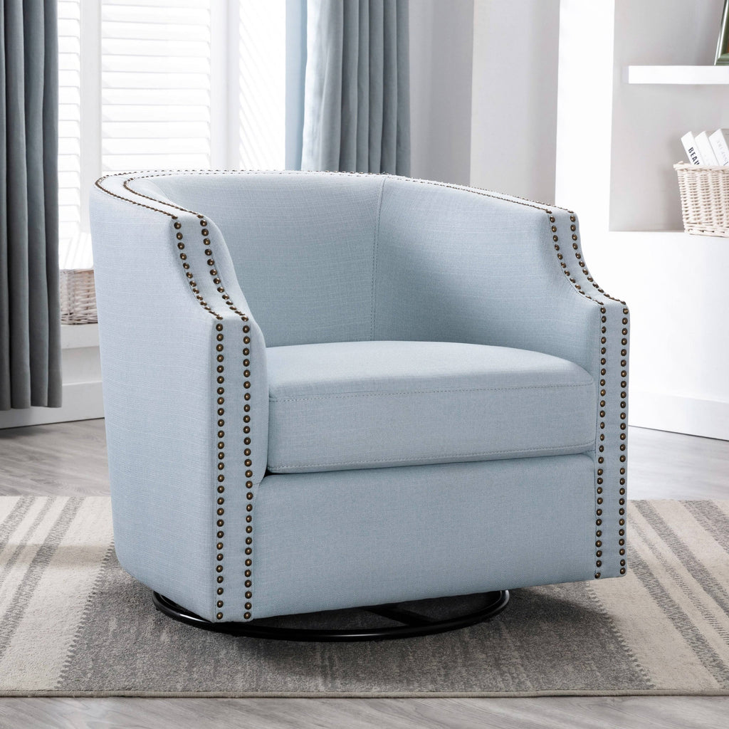 Sky Blue Swivel Barrel Chair O69440