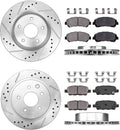 FRONT 296mm + REAR 292mm D/S 5 Lug [4] Rotors + Ceram Brake Pads + Clips J5145
