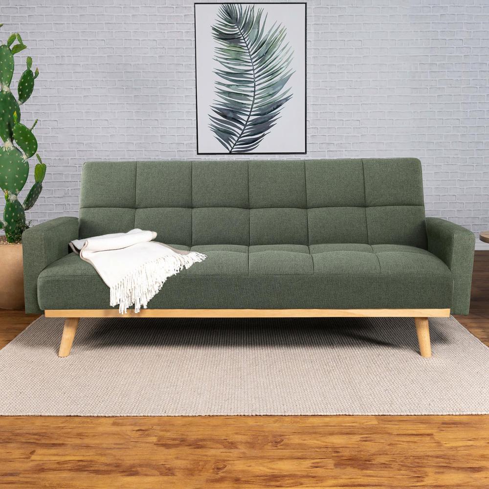 Sage Green Fabric Upholstered Convertible Sofa Bed U613